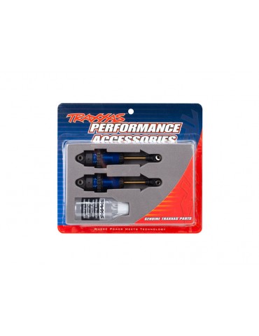 Traxxas Shocks, GTR long blue-anodized, PTFE-coated bodies, TiN shafts (2)