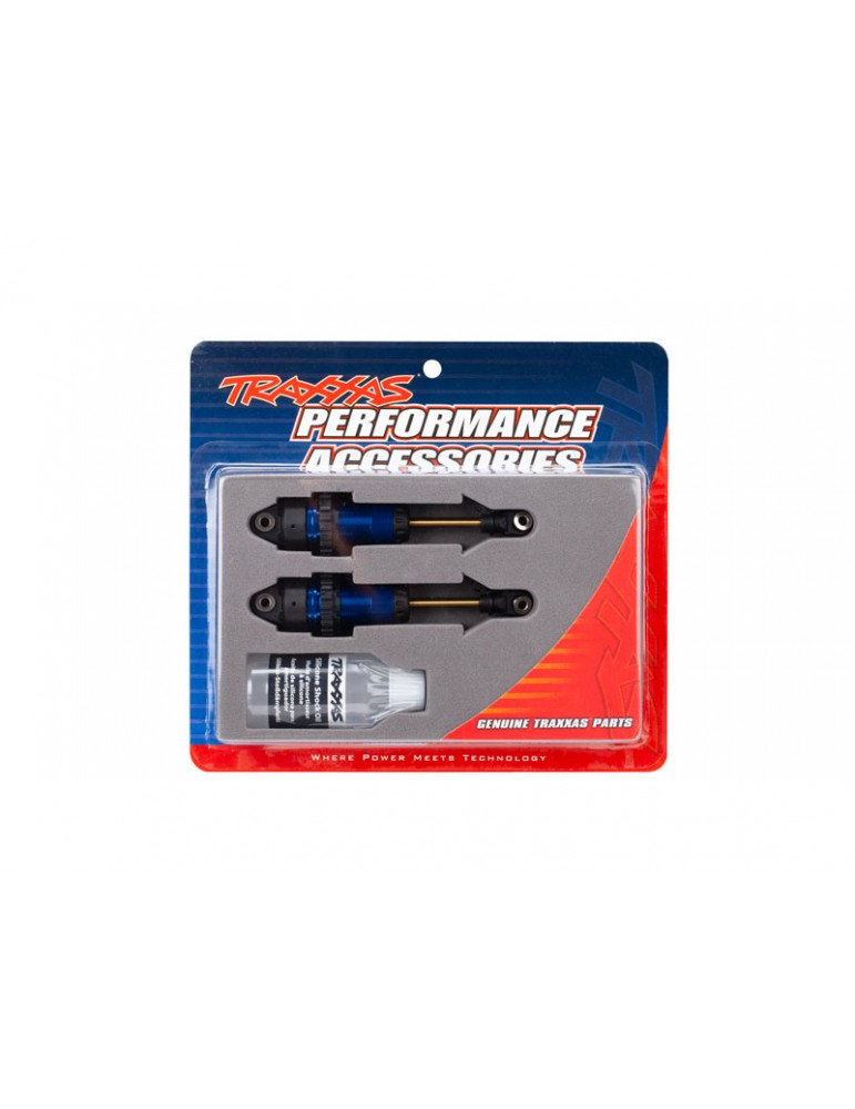 Traxxas Shocks, GTR long blue-anodized, PTFE-coated bodies, TiN shafts (2)