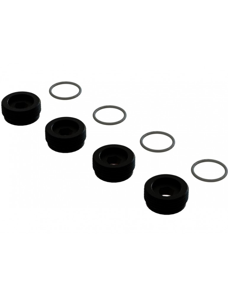 Arrma Aluminum Front Hub Nut Black Inc. O-Rings (4)