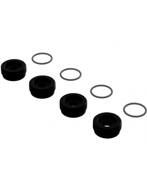Arrma Aluminum Front Hub Nut Black Inc. O-Rings (4)