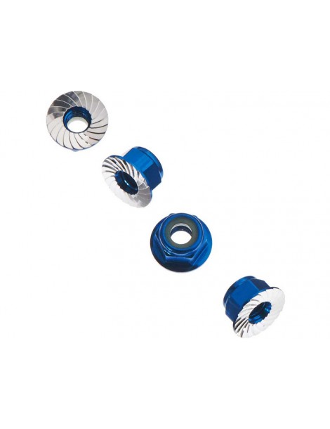 Axial Wheel Nut M4 Serrated Blue (4)