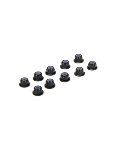 M3 Flanged Aluminum Lock Nuts, Black (10)