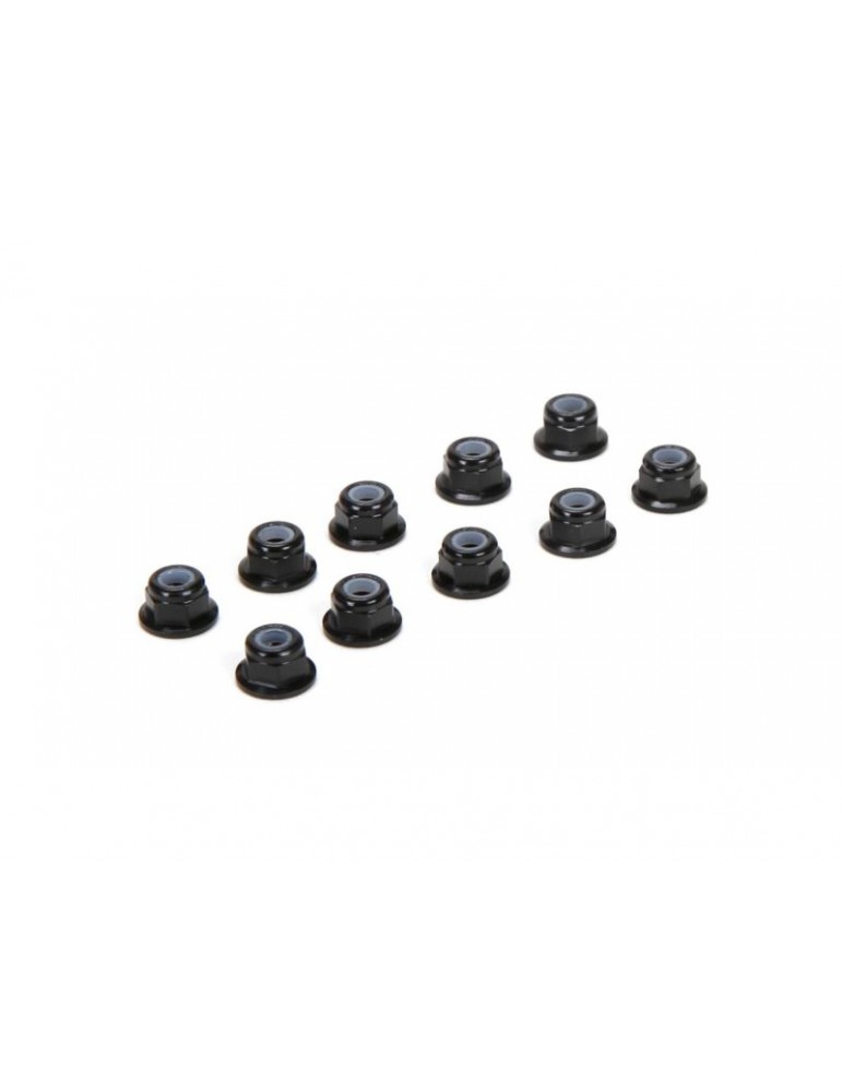 M3 Flanged Aluminum Lock Nuts, Black (10)