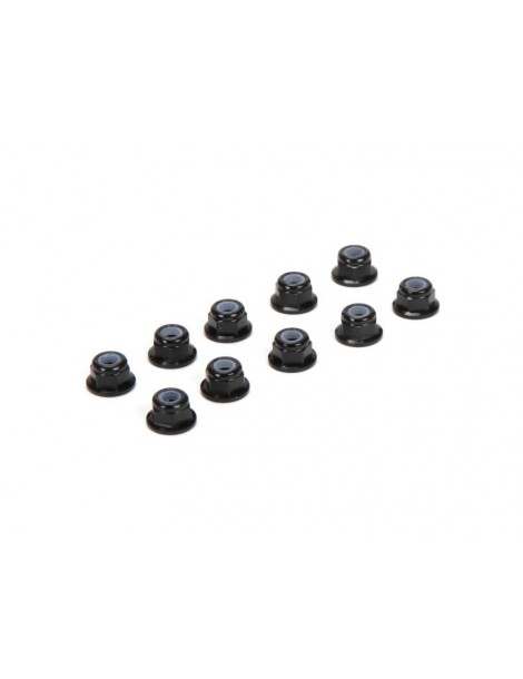M3 Flanged Aluminum Lock Nuts, Black (10)