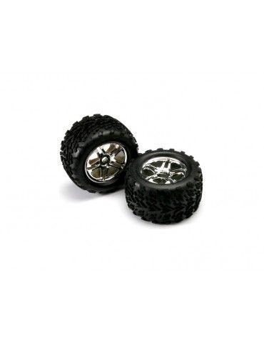 Traxxas Tires & wheels 3.8", split spoke H17 chrome wheels, Talon tires (pair)
