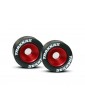 Traxxas Wheels, aluminum (red-anodized) (2)/ 5x8mm ball bearings (4)/ axles (2)/ rubber tires (2)