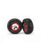 Traxxas Tires & wheels 2.2/3.0", SCT chrome-red wheel, KM2 tire (2) (4WD f/r, 2WD r)