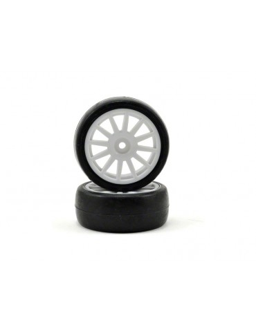 Traxxas Tires & wheels, 12-spoke white wheels, slick tires (2)