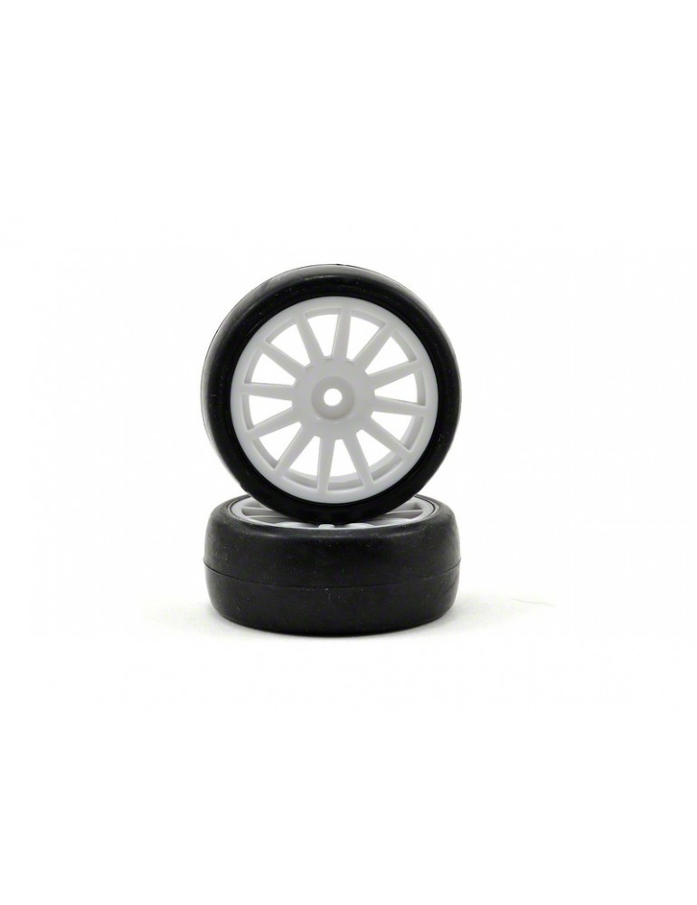 Traxxas Tires & wheels, 12-spoke white wheels, slick tires (2)