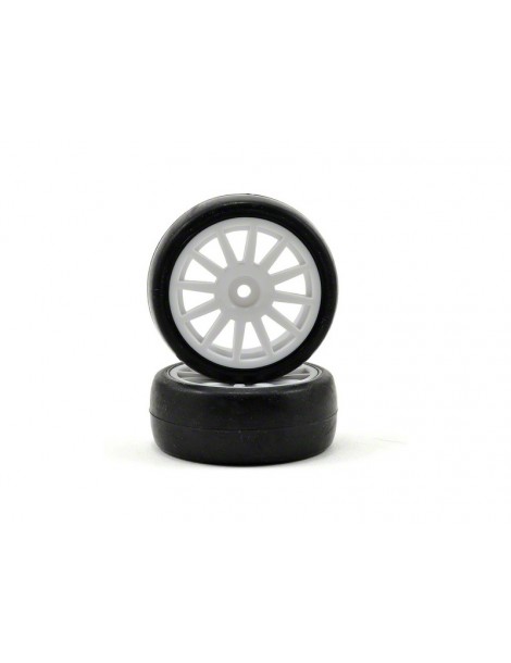 Traxxas Tires & wheels, 12-spoke white wheels, slick tires (2)