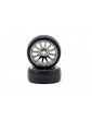 Traxxas Tires & wheels, 12-spoke black chrome wheels, slick tires (2)