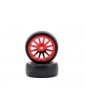 Traxxas Tires & wheels, 12-spoke red chrome wheels, slick tires (2)