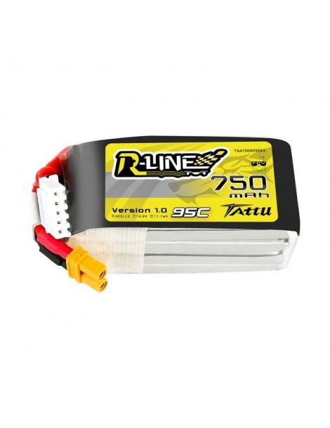 Tattu R-Line 750mAh 14.8V 95C 4S1P JST-XHR Battery