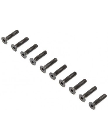 Losi Flat Head Screws, Steel, Black Oxide, M4x18mm (10)