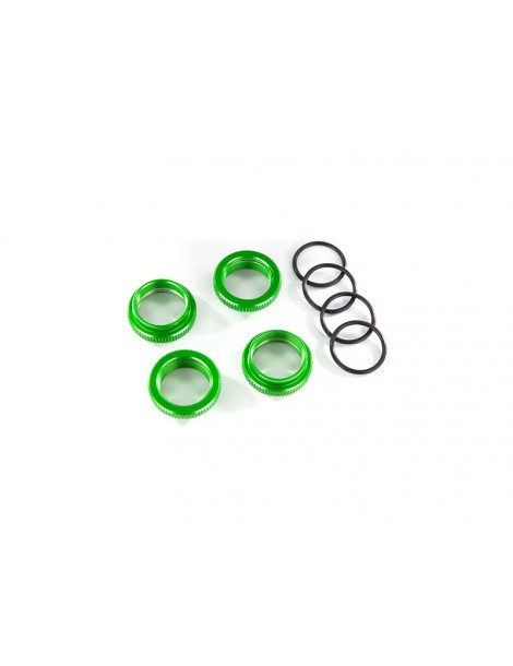 Traxxas Spring retainer (adjuster), green-anodized aluminum, GT-Maxx shocks (4)