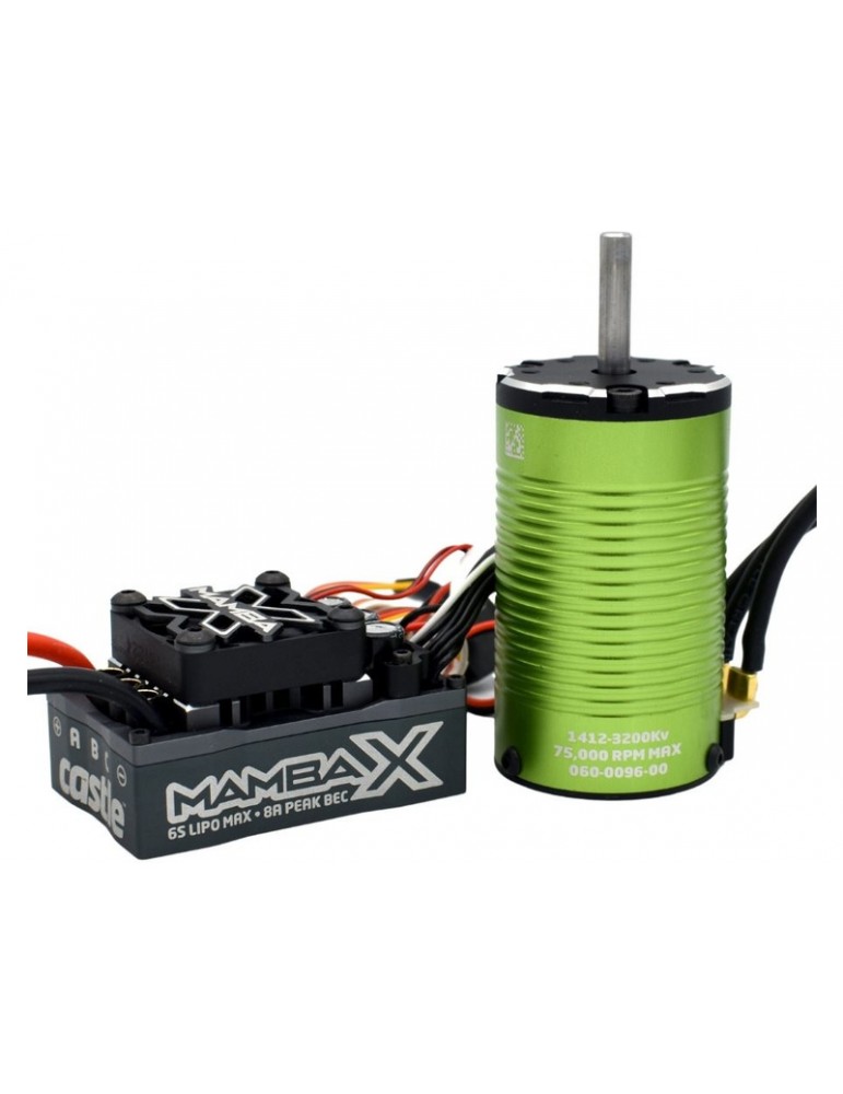 Castle Motor 1412 3200KV Senzored 5mm, ESC Mamba X SCT
