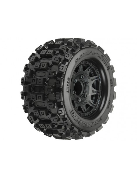 Pro-Line Wheels 2.8", Badlands MX28 Tires, Raid H12 Black Wheels (2)