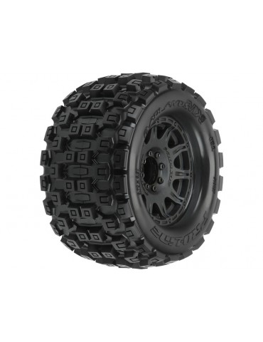 Pro-Line Wheels 3.8", Badlands MX38 Tires, Raid H17 Black Wheels (2)