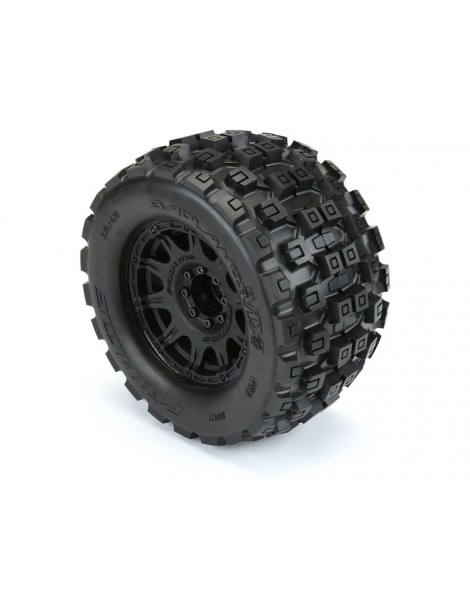 Pro-Line Wheels 3.8", Badlands MX38 Tires, Raid H17 Black Wheels (2)