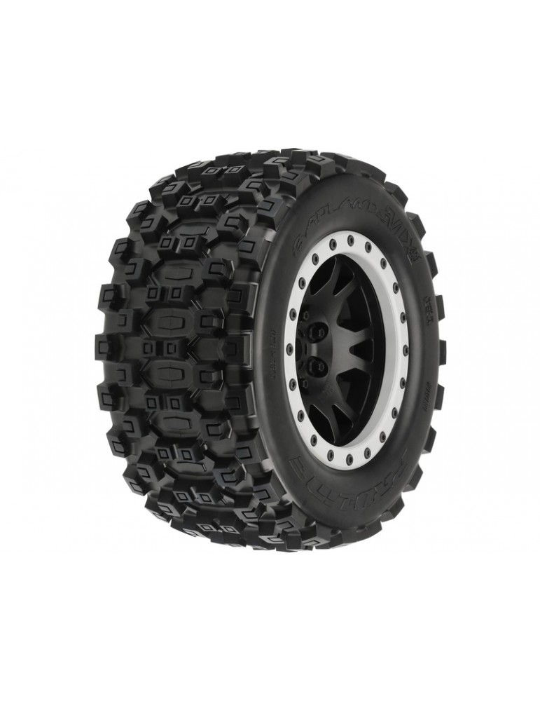 Pro-Line Wheels 4.3", Badlands MX43 Pro-Loc Tires, Impulse H24 Black/Gray Wheels (2)
