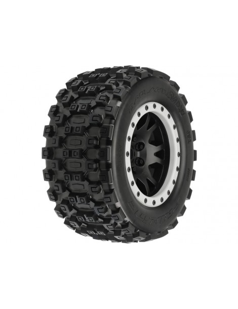 Pro-Line Wheels 4.3", Badlands MX43 Pro-Loc Tires, Impulse H24 Black/Gray Wheels (2)