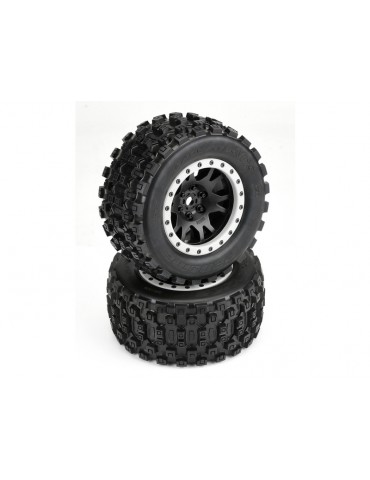 Pro-Line Wheels 4.3", Badlands MX43 Pro-Loc Tires, Impulse H24 Black/Gray Wheels (2)