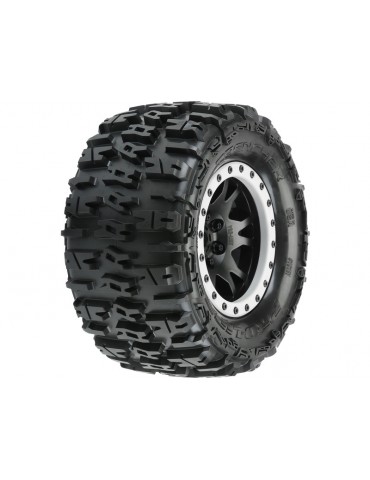 Pro-Line Wheels 4.3", Trencher Pro-Loc Tires, Impulse H24 Black/Gray Wheels (2) (X-Maxx)