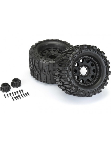 Pro-Line Wheels 3.8", Trencher HP Belted Tires, Raid H17 Black Wheels (2)
