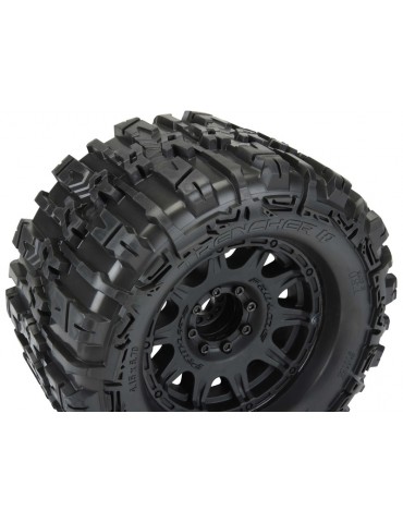 Pro-Line Wheels 3.8", Trencher HP Belted Tires, Raid H17 Black Wheels (2)