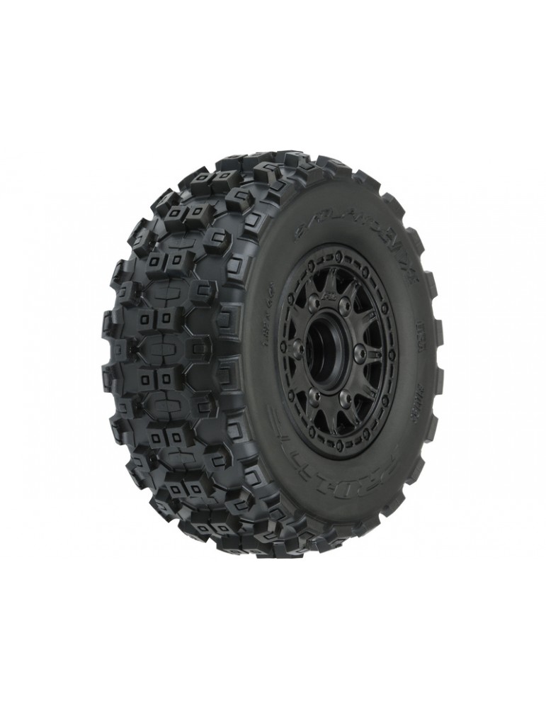 Pro-Line Wheels 2.2/3.0", Badlands MX M2 SC Tires, Raid H12mm Black Wheels (2)