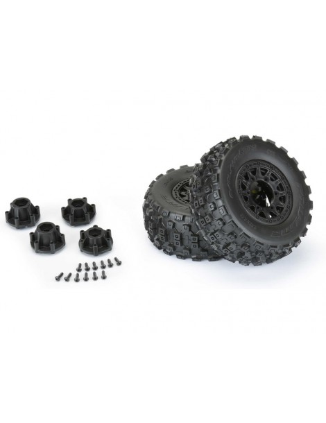 Pro-Line Wheels 2.2/3.0", Badlands MX M2 SC Tires, Raid H12mm Black Wheels (2)
