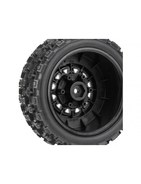 Pro-Line Wheels 2.2/3.0", Badlands MX M2 SC Tires, Raid H12mm Black Wheels (2)