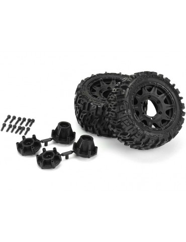 Pro-Line Wheels 2.8", Trencher LP Tires, Raid H12 Black Wheels (2)