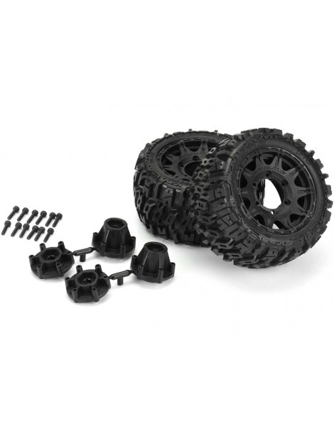 Pro-Line Wheels 2.8", Trencher LP Tires, Raid H12 Black Wheels (2)