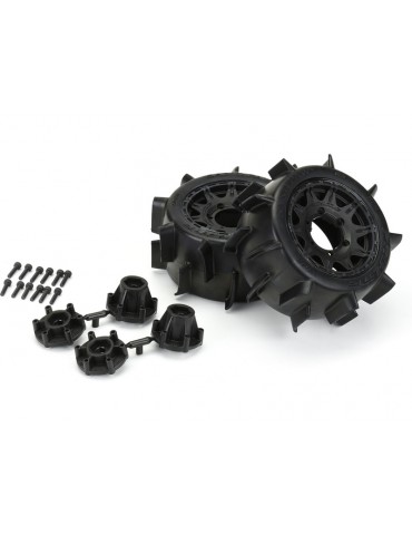 Pro-Line Wheels 2.8", Sand Paw LP Tires, Raid H12 Black Wheels (2)