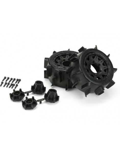 Pro-Line Wheels 2.8", Sand Paw LP Tires, Raid H12 Black Wheels (2)