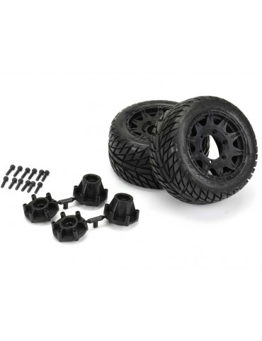 Pro-Line Wheels 2.8", Street Fighter LP Tires, Raid H12 Black Wheels (2)