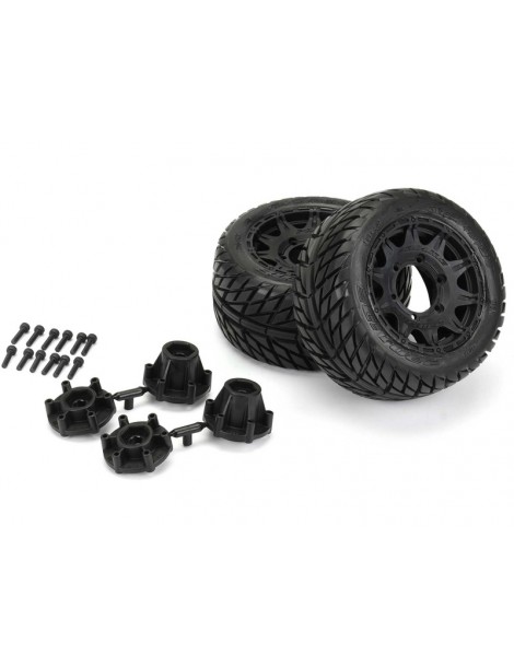 Pro-Line Wheels 2.8", Street Fighter LP Tires, Raid H12 Black Wheels (2)
