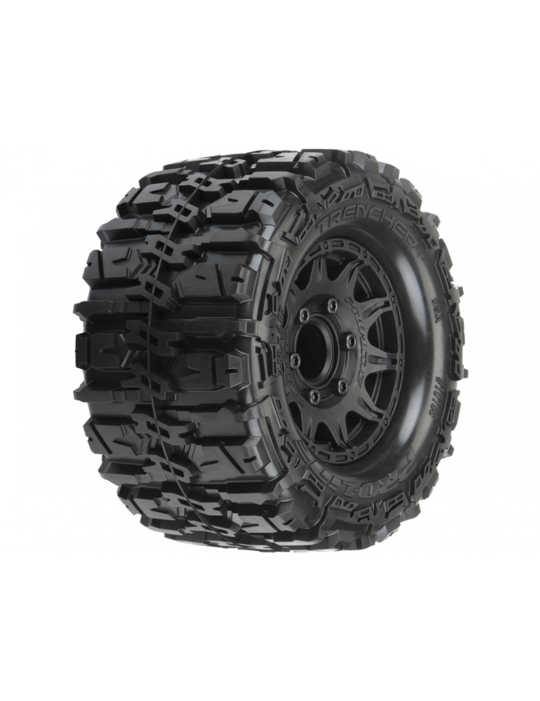 Pro-Line Wheels 2.8", Trencher HP Belted Tires, Raid H12 Black Wheels (2)