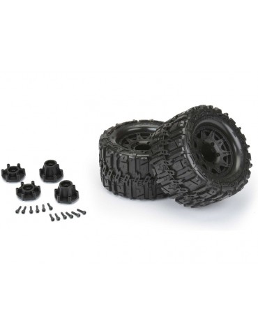 Pro-Line Wheels 2.8", Trencher HP Belted Tires, Raid H12 Black Wheels (2)