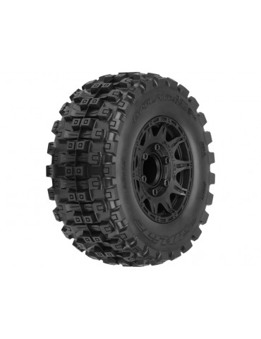 Pro-Line Wheels 2.8", Badlands MX28 BELTED Tires, Raid H12 Black Wheels (2)