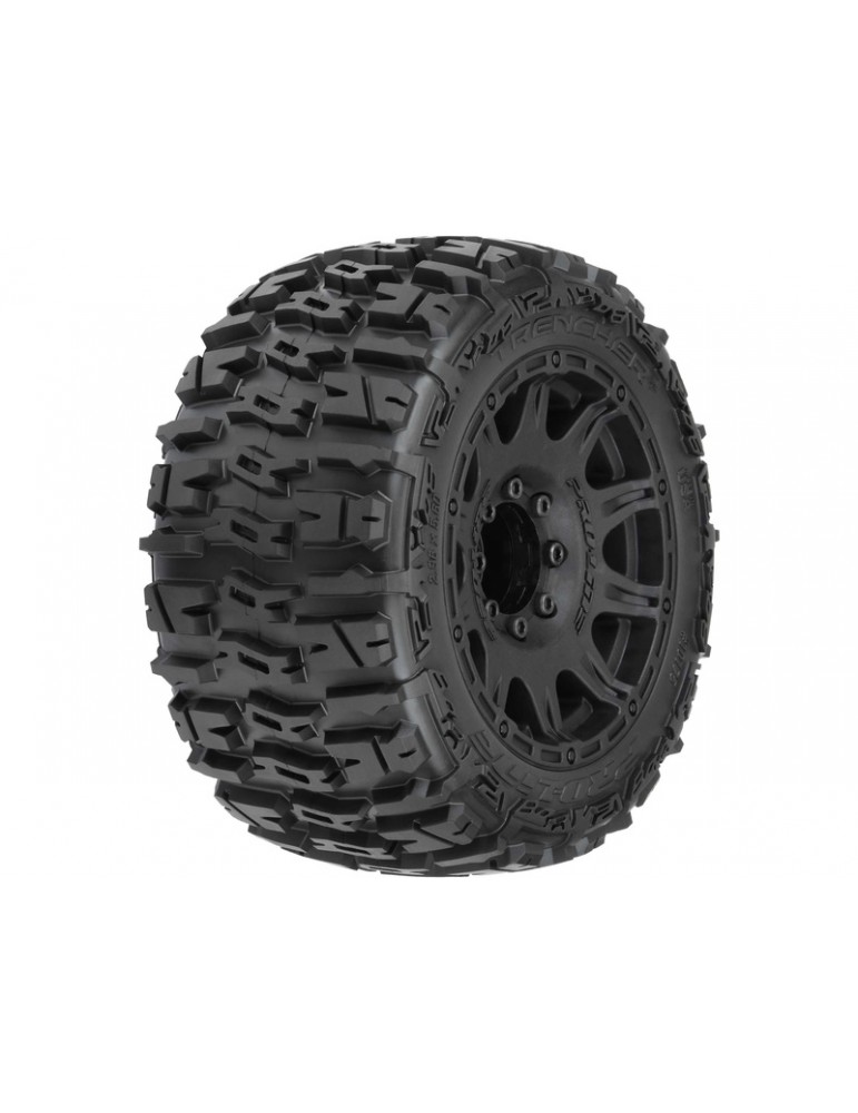 Pro-Line Wheels 3.8", Trencher LP Tires, Raid H17 Black Wheels (2)