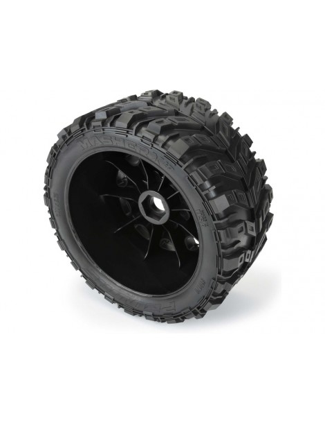 Pro-Line Wheels 5.7", Masher X HP Belted Tires, Raid H24 Black Wheels (2)