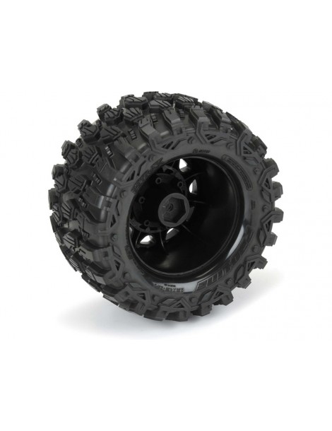 Pro-Line Wheels 2.8", Hyrax Tires, Raid H12 Black Wheels (2)
