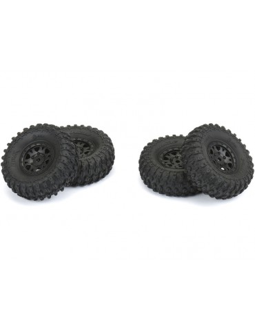 Pro-Line Wheels 1/24, Hyrax Tires, Impulse H7 Black Wheels (4)