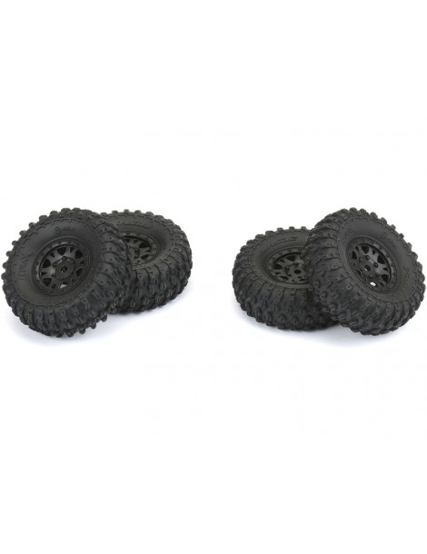 Pro-Line Wheels 1/24, Hyrax Tires, Impulse H7 Black Wheels (4)