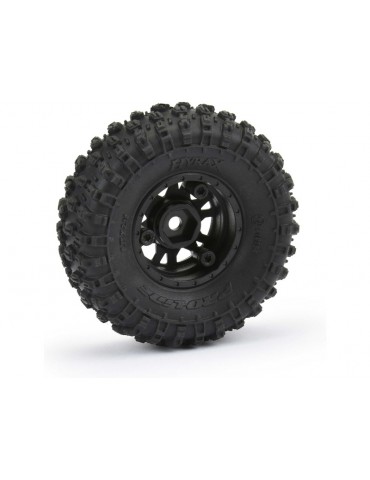 Pro-Line Wheels 1/24, Hyrax Tires, Impulse H7 Black Wheels (4)