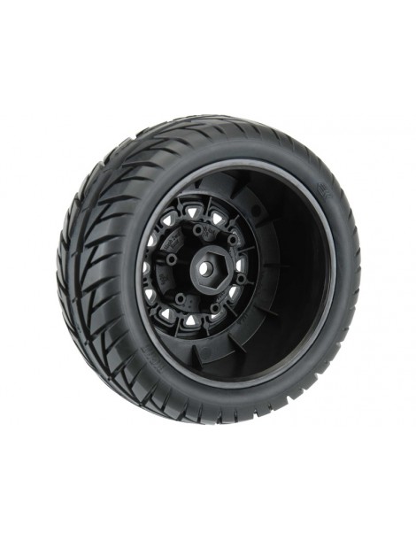 Pro-Line Wheels 2.2/3.0", Street Fighter SC Tires, Raid H12 Black Wheels (2)