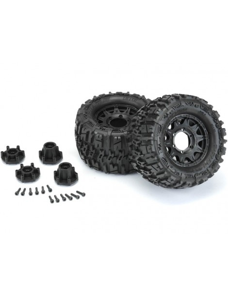 Pro-Line Wheels 2.8", Trencher Tires, Raid H12 Black Wheels (2)