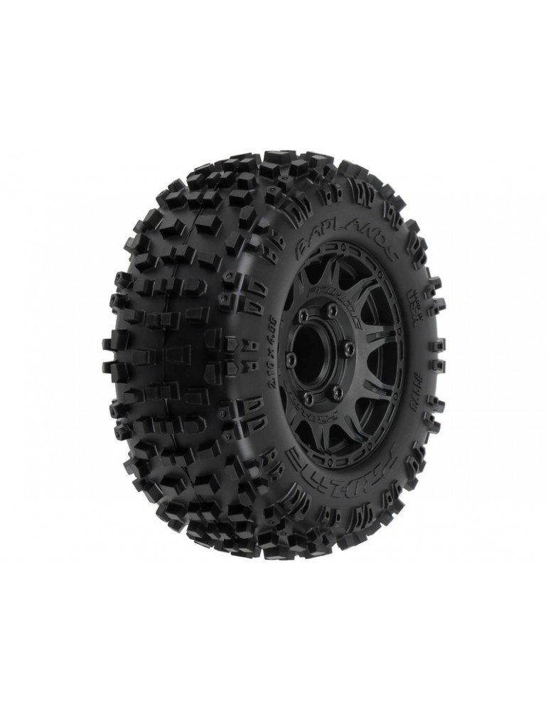 Pro-Line Wheels 2.8", Badlands Tires, Raid H12 Black Wheels (2)